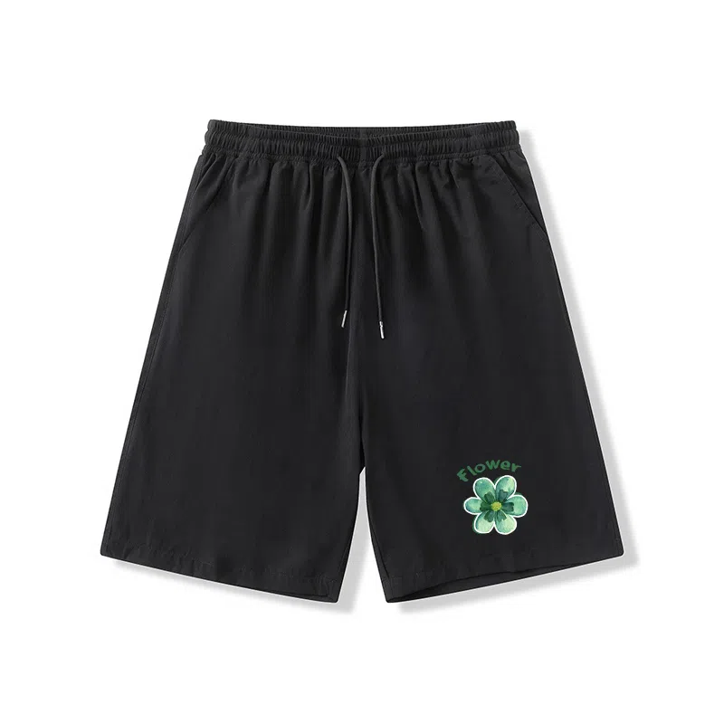 乱步 学生夏季速干宽松五分凉感花朵休闲短裤 男女同款