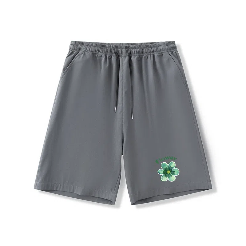 乱步 学生夏季速干宽松五分凉感花朵休闲短裤 男女同款