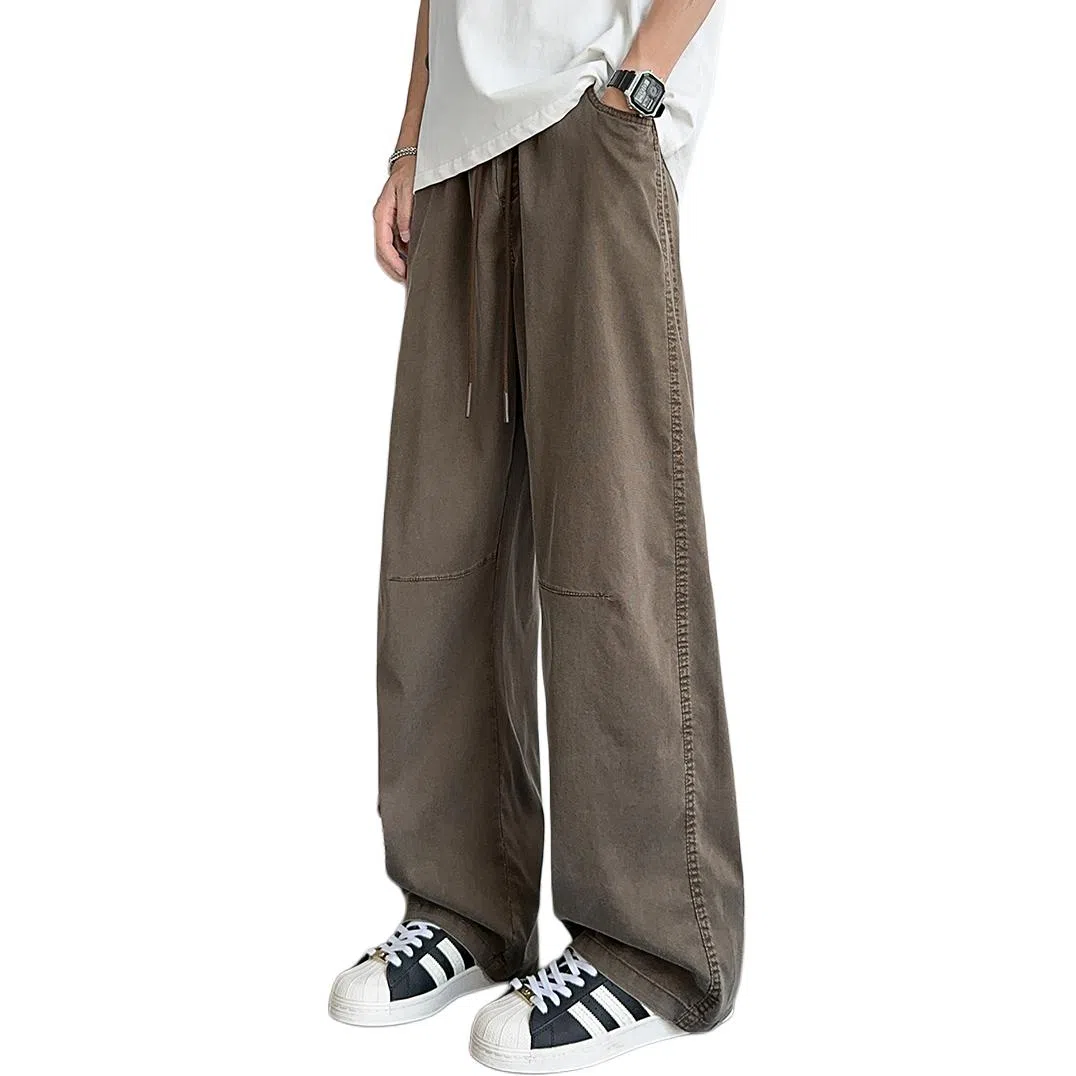 顶峰保罗 无性别主义轻薄凉感垂坠感阔腿长裤子直筒宽松时尚百搭系带亲肤透气高级感休闲裤 男女同款