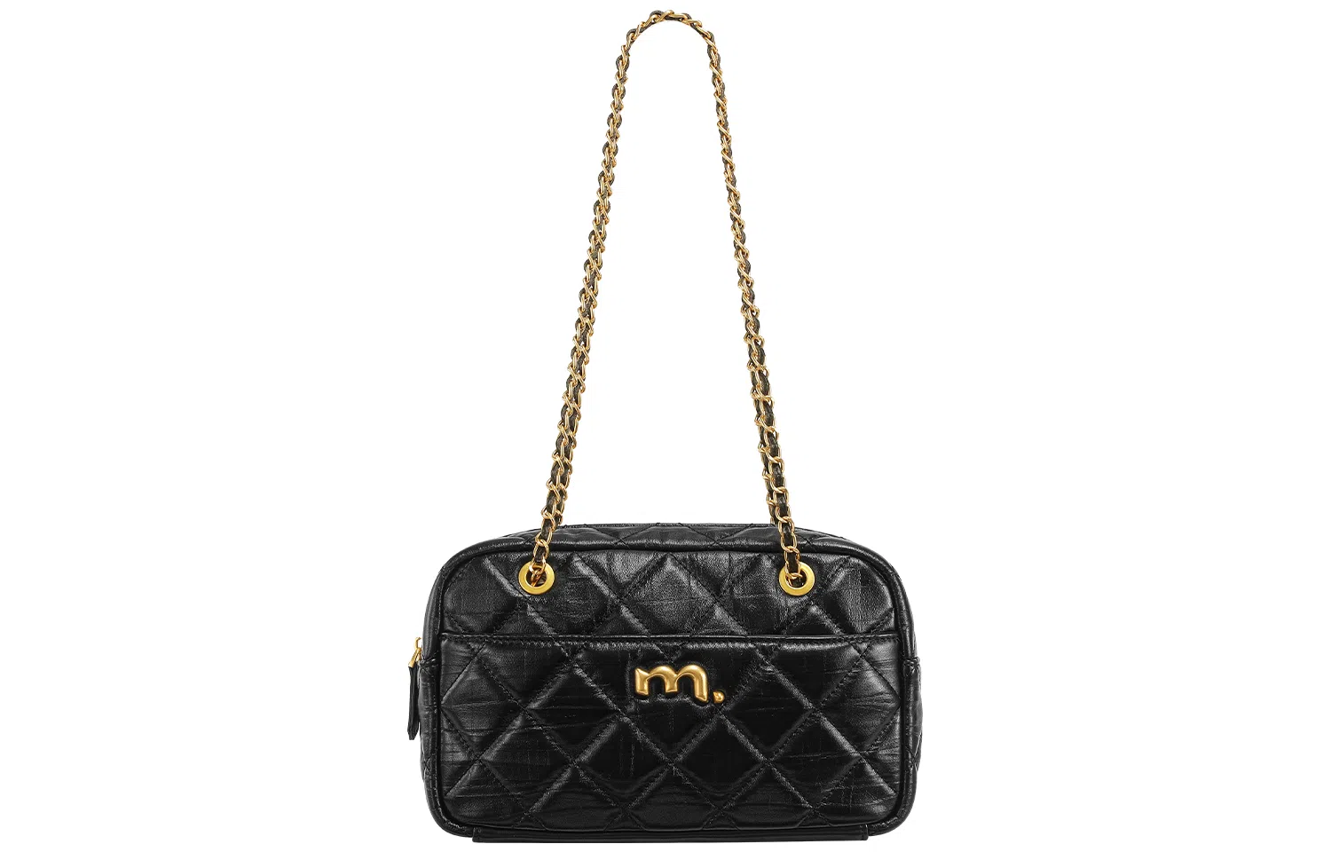 妙迪 斜挎链条包 牛皮 单肩包 女款 子夜黑