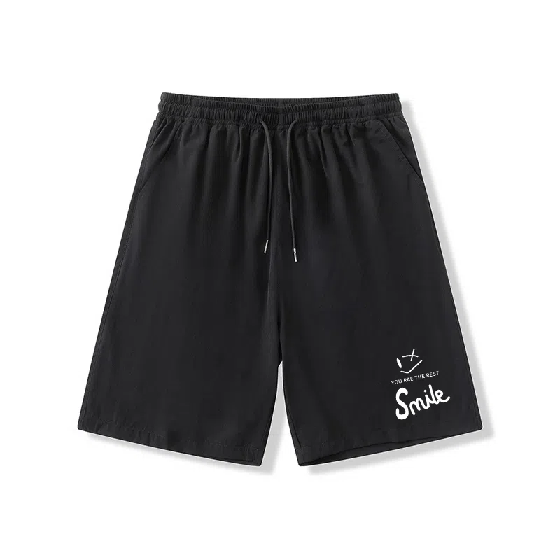 乱步 学生夏季冰丝凉感外穿简约趣味字母速干宽松五分裤休闲短裤 男女同款