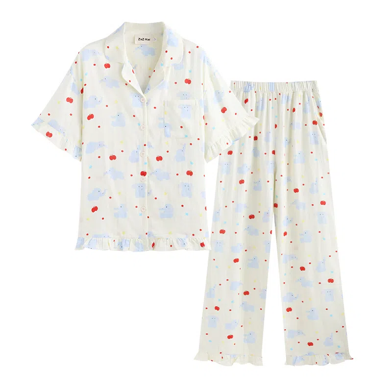 侘町 可爱清新柔软透气亲肤睡衣套装 女款