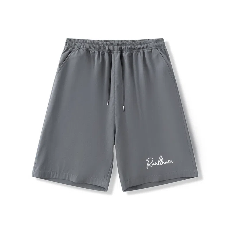 乱步 学生夏季冰丝凉感外穿简约艺术字母速干宽松五分裤休闲短裤 男女同款