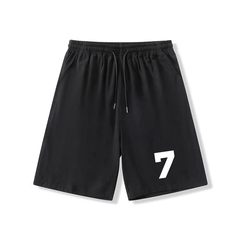 乱步 学生夏季凉感外穿简约数字速干宽松五分裤休闲短裤 男女同款