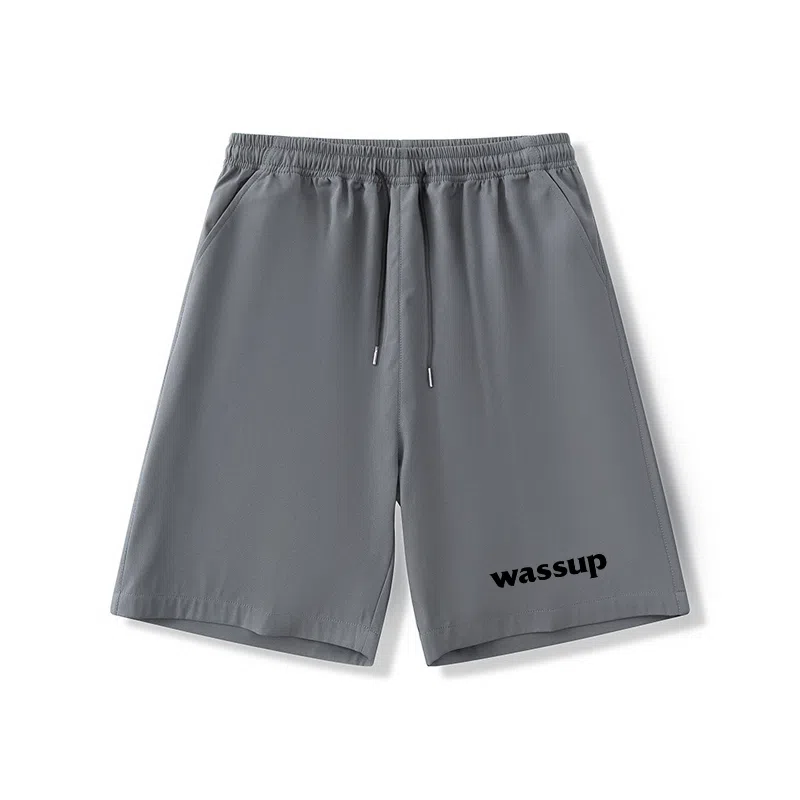 乱步 学生冰丝凉感外穿字母简约速干宽松五分裤休闲短裤 男女同款