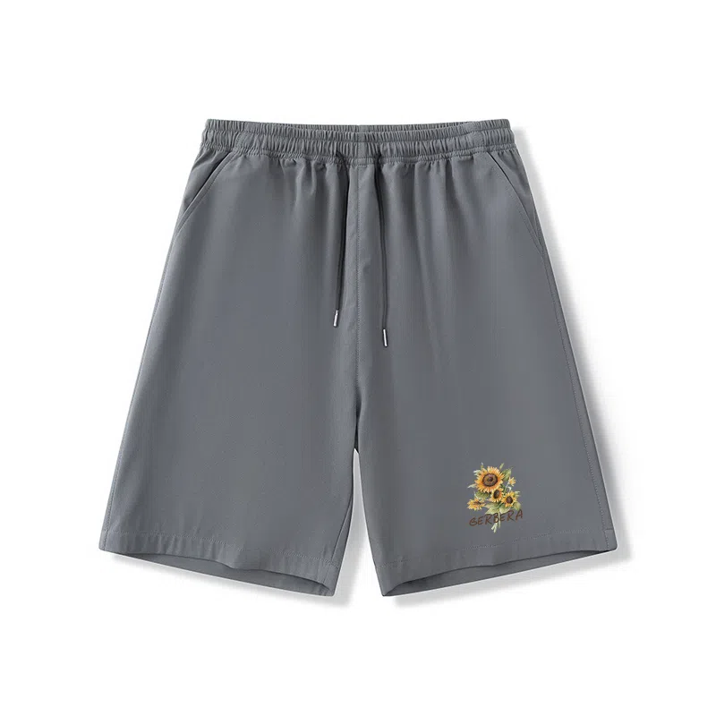 乱步 学生夏季冰丝凉感外穿简约花朵速干宽松五分裤休闲短裤 男女同款