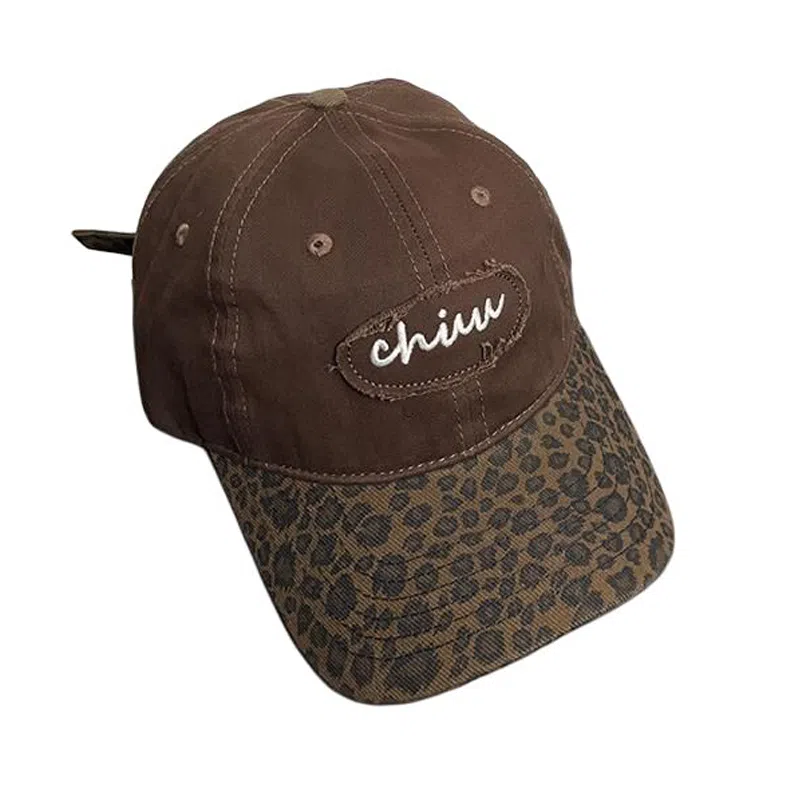 艾佳微 美式百搭复古豹纹拼色棒球帽夏季薄款宽檐软顶时尚百搭帽子潮 棉 鸭舌帽 男女同款情侣款
