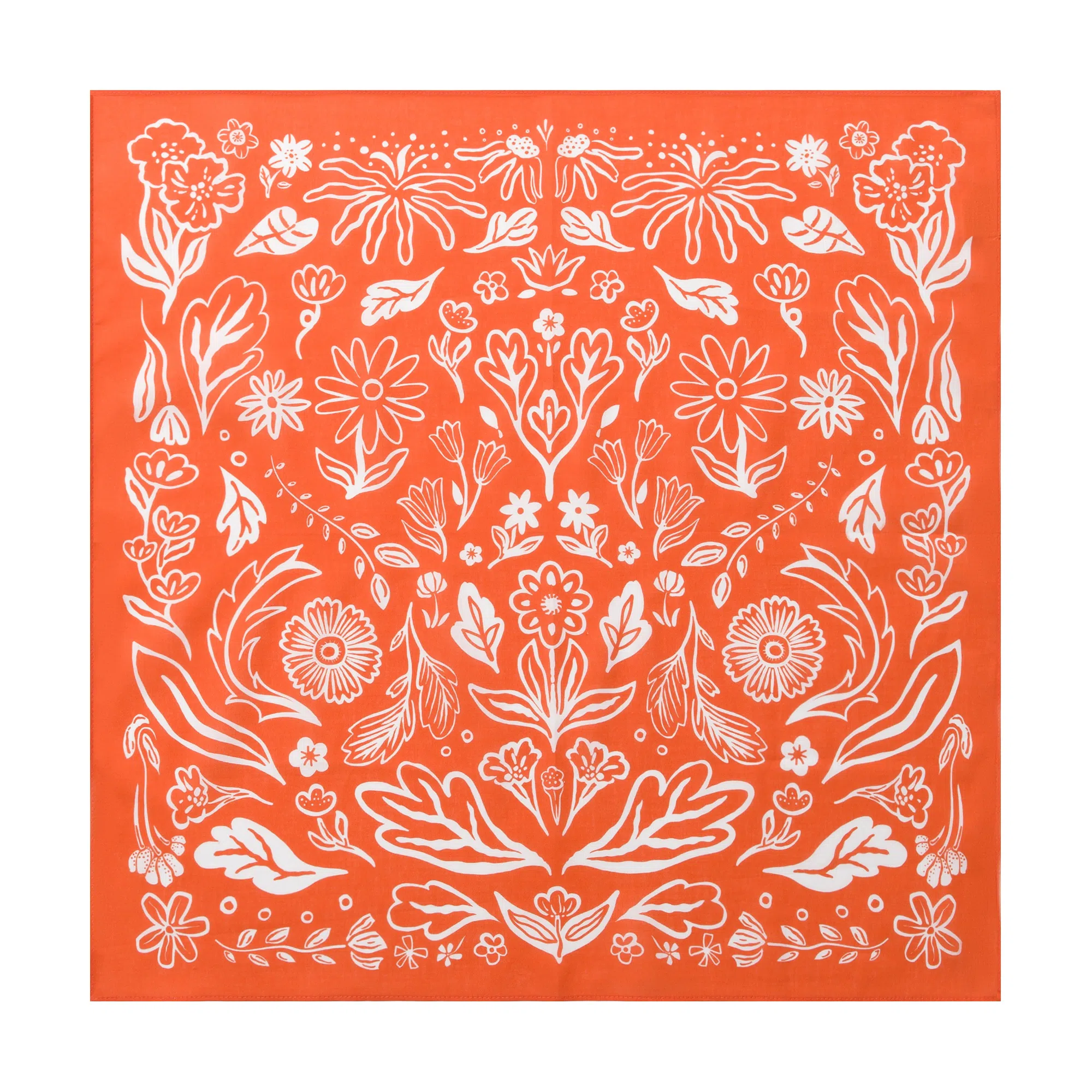 滚烫时光 橘色花朵 棉 头巾 男女同款情侣款