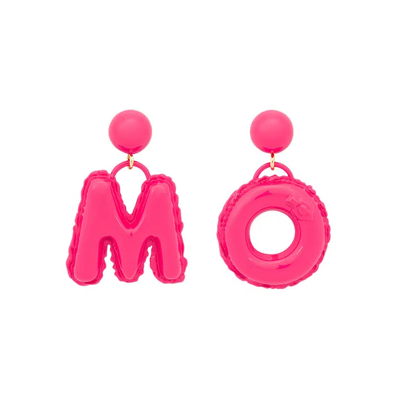 Moschino Letter Charm Earrings Purple Red