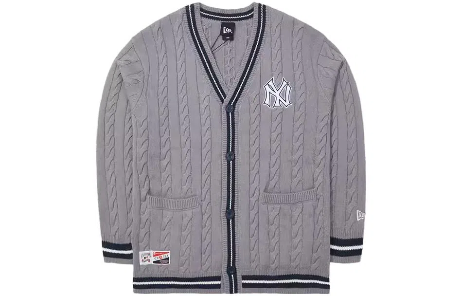 New Era x MLB V-Neck Knit Sweater Grey