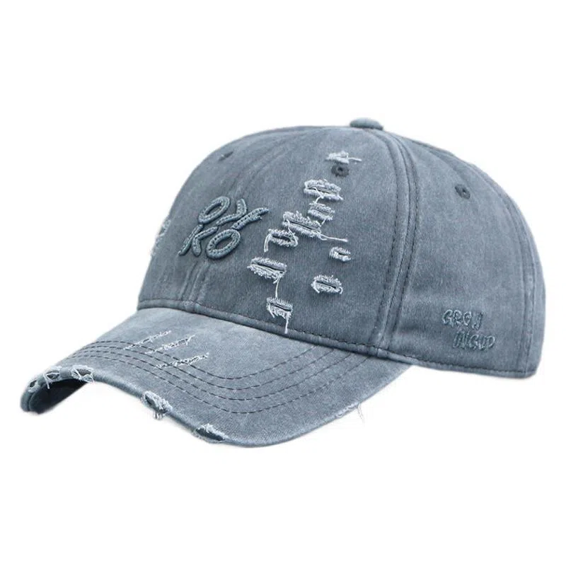 艾佳微 缤纷一夏美式复古破洞 水洗百搭大头围显脸小 棉 鸭舌帽 男女同款情侣款