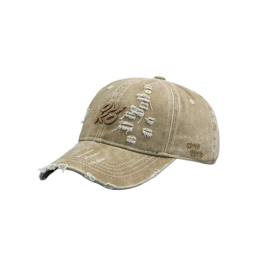 艾佳微 缤纷一夏美式复古破洞 水洗百搭大头围显脸小 棉 鸭舌帽 男女同款情侣款