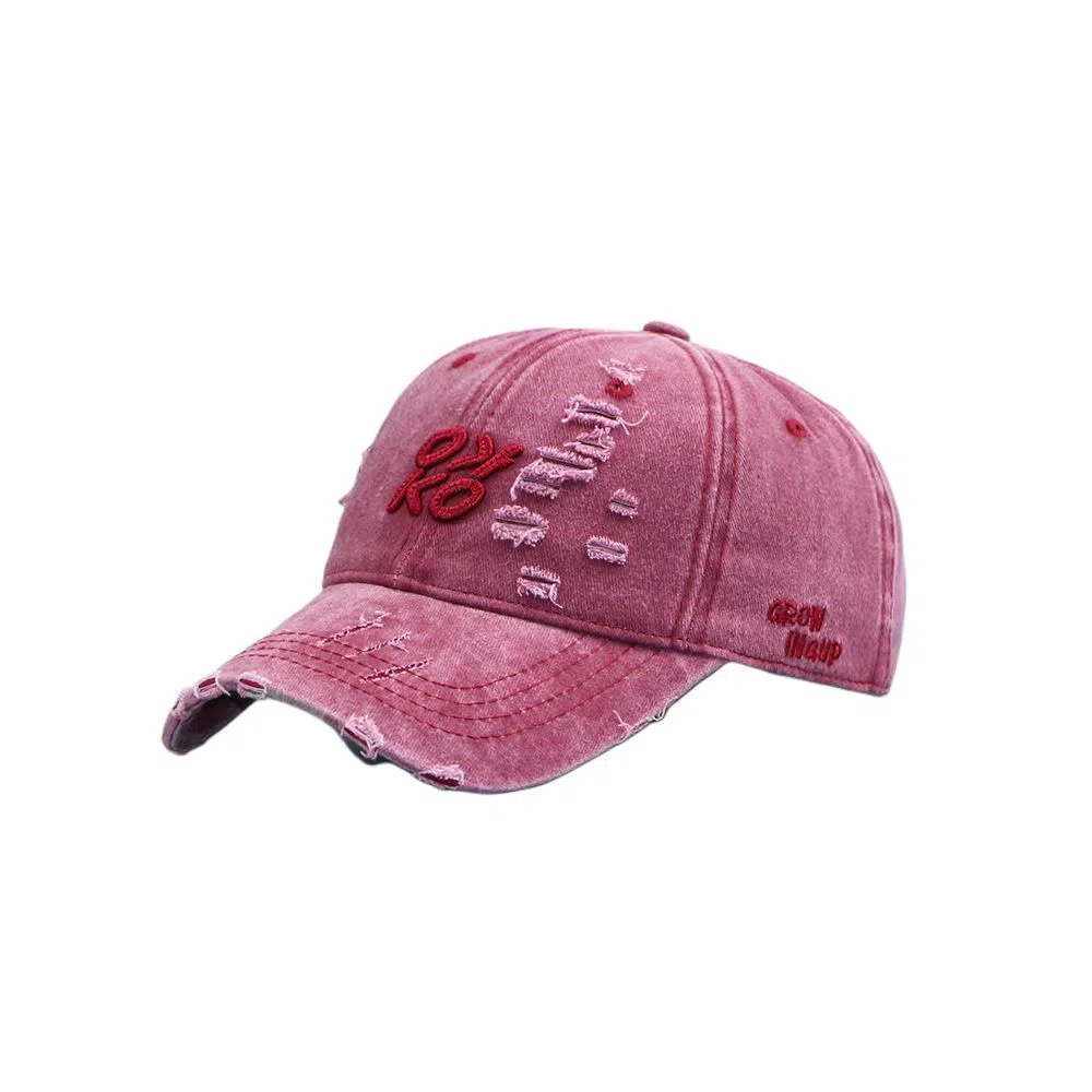 艾佳微 缤纷一夏美式复古破洞 水洗百搭大头围显脸小 棉 鸭舌帽 男女同款情侣款