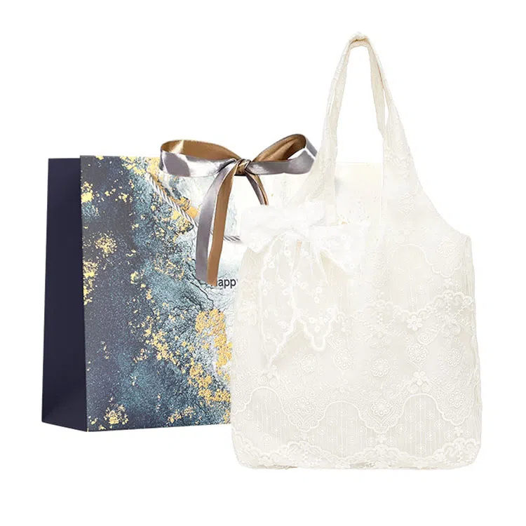 伊曼家 韩系小清新蕾丝通勤 布 手提单肩包 女款 竖向花纹/横向花纹