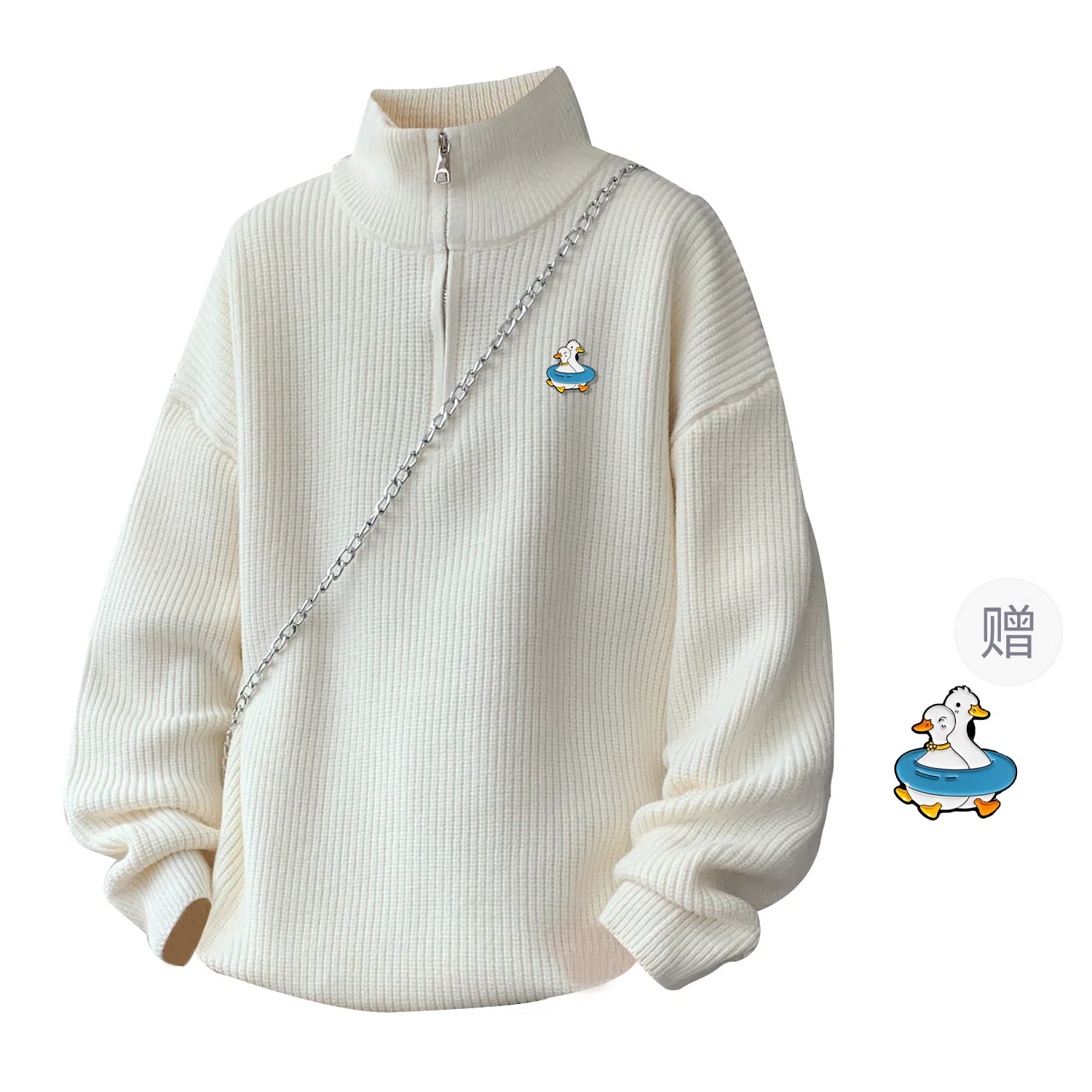 RAP PANDA Half-Zip Sweater Black