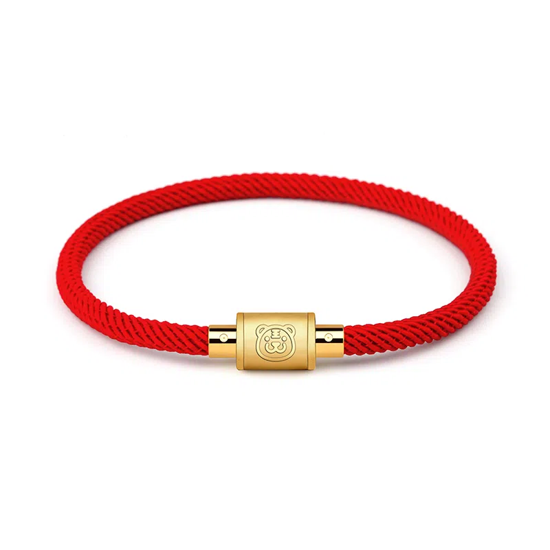 灰鱼 十二生肖手绳新中式国潮风简约单蛇年本命年太岁年转运珠手工编织编制金色红色黑色叠戴小众高级感好运 合金 手链 男女同款情侣款