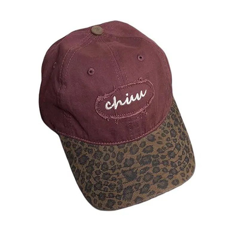 艾佳微 美式百搭复古豹纹拼色棒球帽夏季薄款宽檐软顶时尚百搭帽子潮 棉 鸭舌帽 男女同款情侣款