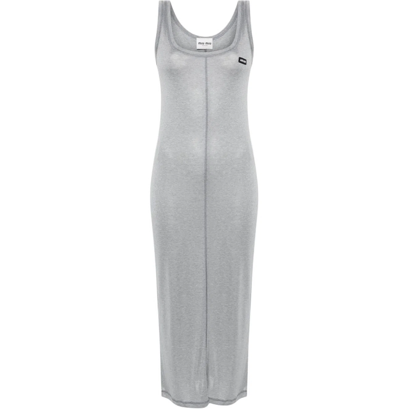Miu Miu Letter Print Sleeveless Dress Gray