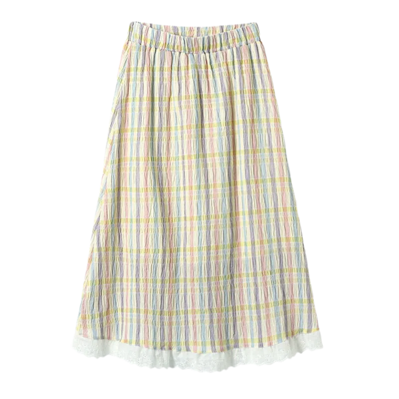 北极绒 拼接适中高腰休闲长裙 女款