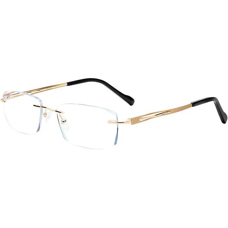 夕阳红 钻石切边无框 老花镜 高级洋气 β钛 不规则/多边形 功能性眼镜 男女同款情侣款 金色