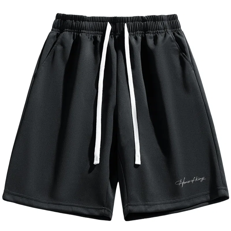 王者荣耀 美式街头复古舒适柔软亲肤纯色多色基础款运动时尚系带休闲短裤 男女同款