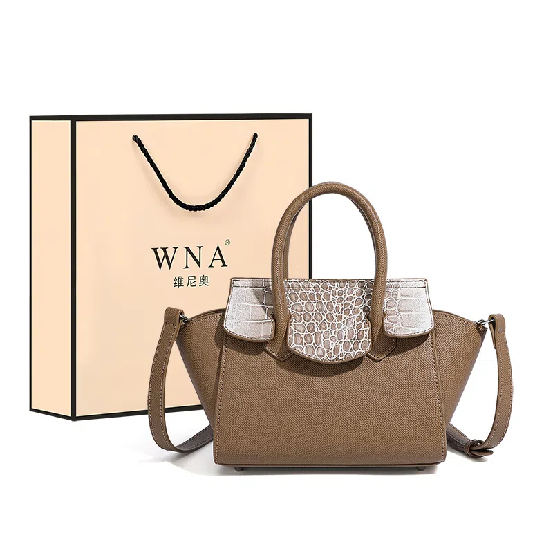 维尼奥 质感通勤鳄鱼纹撞色菜篮子包高级感时尚简约百搭经典气质中年妈妈包 合成革 单肩斜挎手提包 常规 女款 红棕/黑色/焦糖/蓝色