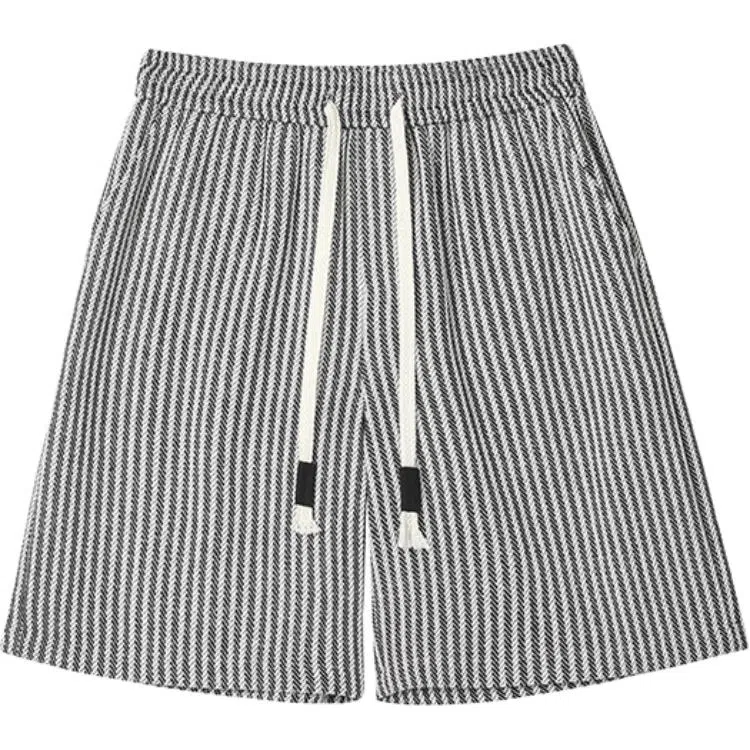 轻迎 夏季条纹宽松潮流休闲短裤 男款