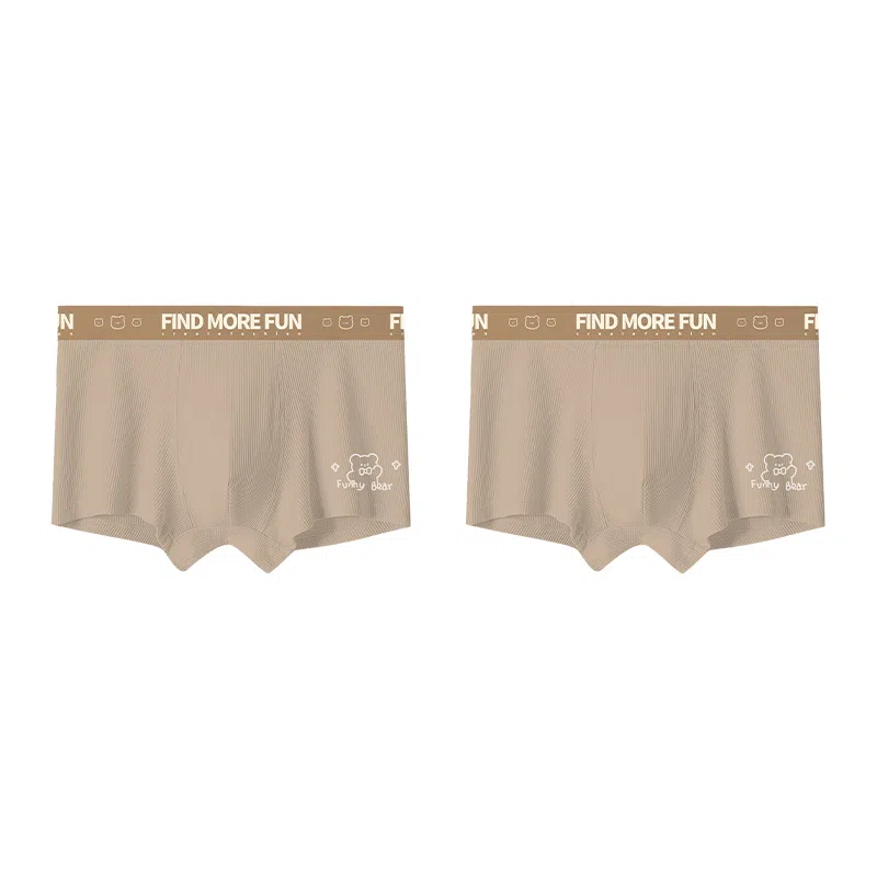 莫代尔 可爱小奶狗卡通印花图案亲肤舒适高弹字母内裤 男款 两条装