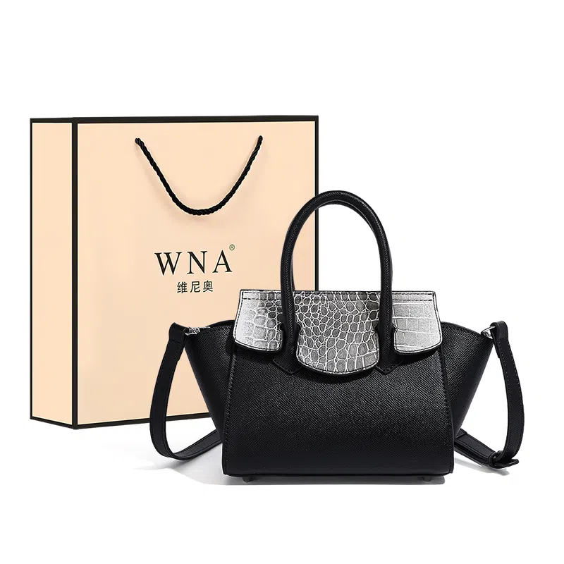 维尼奥 质感通勤鳄鱼纹撞色菜篮子包高级感时尚简约百搭经典气质中年妈妈包 合成革 单肩斜挎手提包 常规 女款 红棕/黑色/焦糖/蓝色