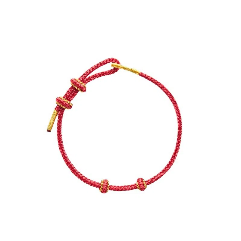 【可DIY配件】 色菲尔 本命年开运平安红绳平安喜乐新中式极简风小众设计可串珠半成品手工编绳 #好运 织物 手绳 男女同款情侣款
