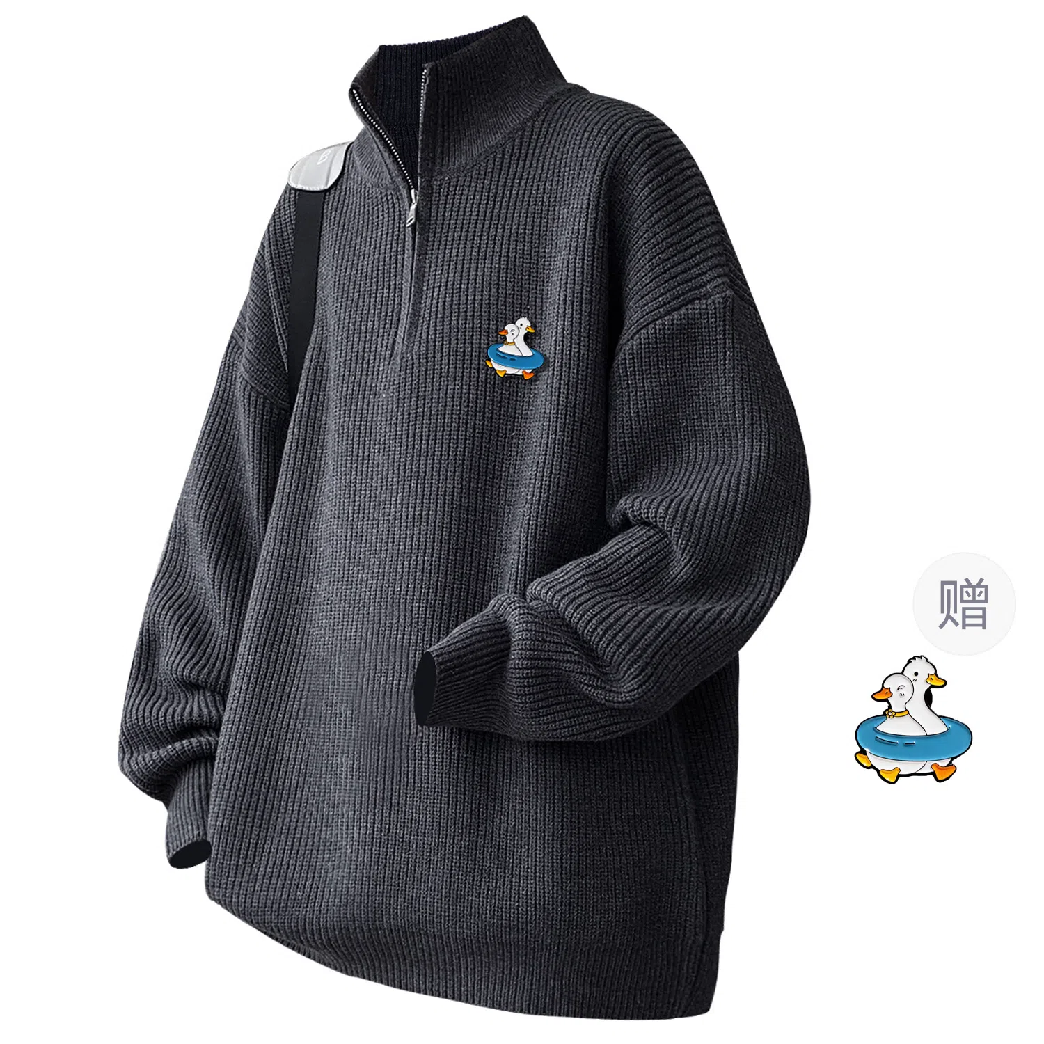 RAP PANDA Half-Zip Sweater Black