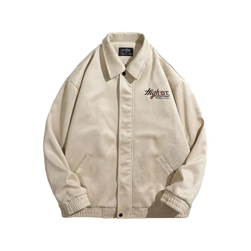 赞仕 美式复古休闲舒适简约百搭夹克外套 男款 米色