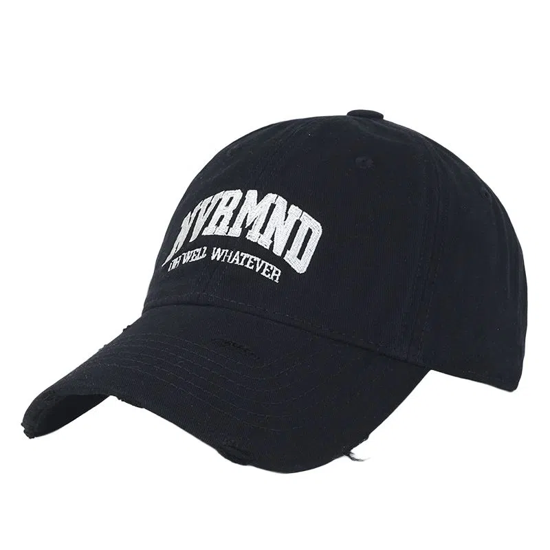 艾佳微 软顶破洞个性韩版时尚显脸小休闲百搭遮阳防晒嘻哈街头酷 棉 鸭舌帽 男女同款情侣款