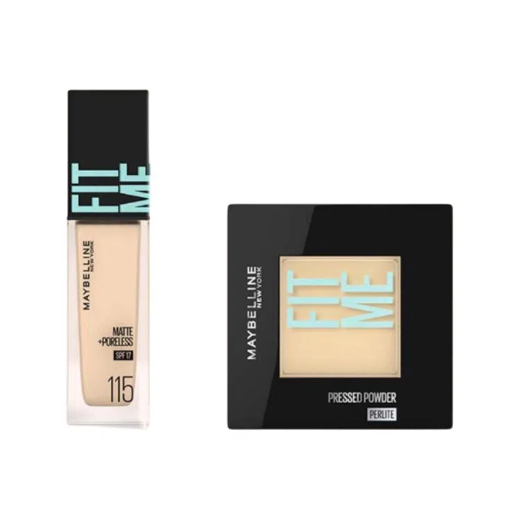 美宝莲 柔雾粉底液粉饼彩妆套装 易上色 两件套