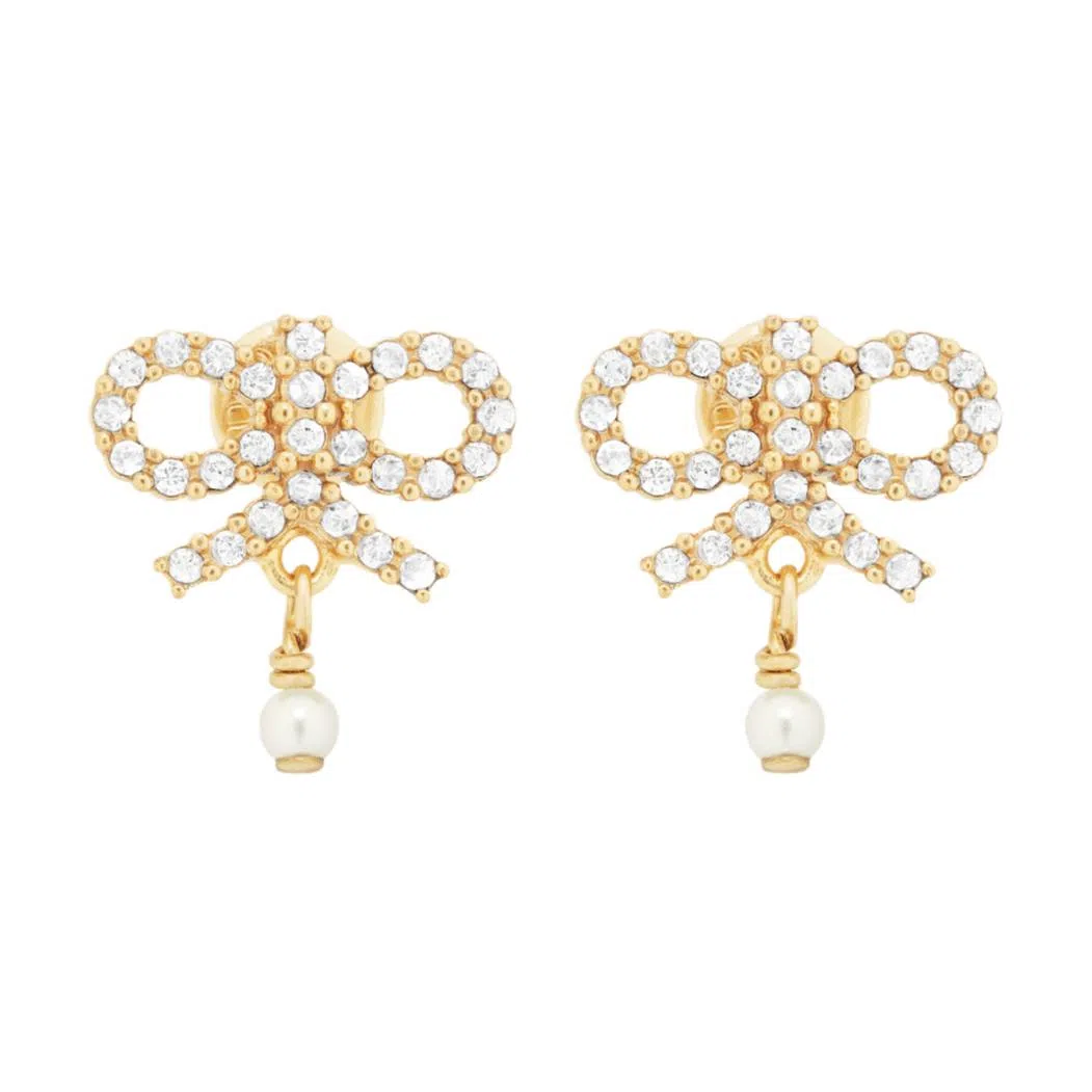DIOR Resin Pearl Earrings Gold