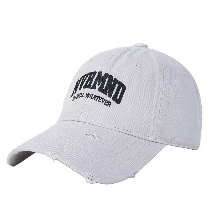 艾佳微 软顶破洞个性韩版时尚显脸小休闲百搭遮阳防晒嘻哈街头酷 棉 鸭舌帽 男女同款情侣款