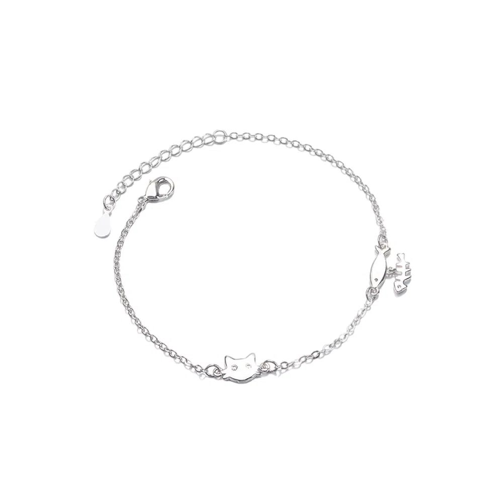 饰伴 可爱小猫 国潮轻奢高级简约小众轻奢百搭好运 开口可调节设计 雅致高级质感 合金 手镯 女款