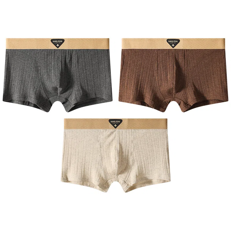 贴身领域 纯棉休闲短裤中腰轻薄薄款凉感舒适透气平角裤夏季内裤 男款