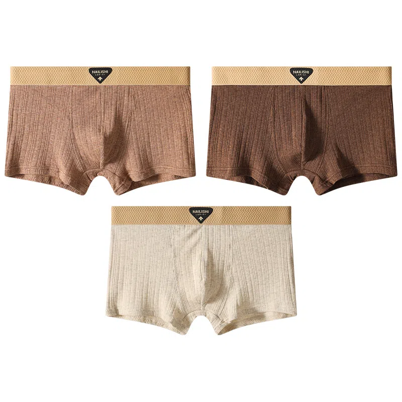 贴身领域 纯棉休闲短裤中腰轻薄薄款凉感舒适透气平角裤夏季内裤 男款