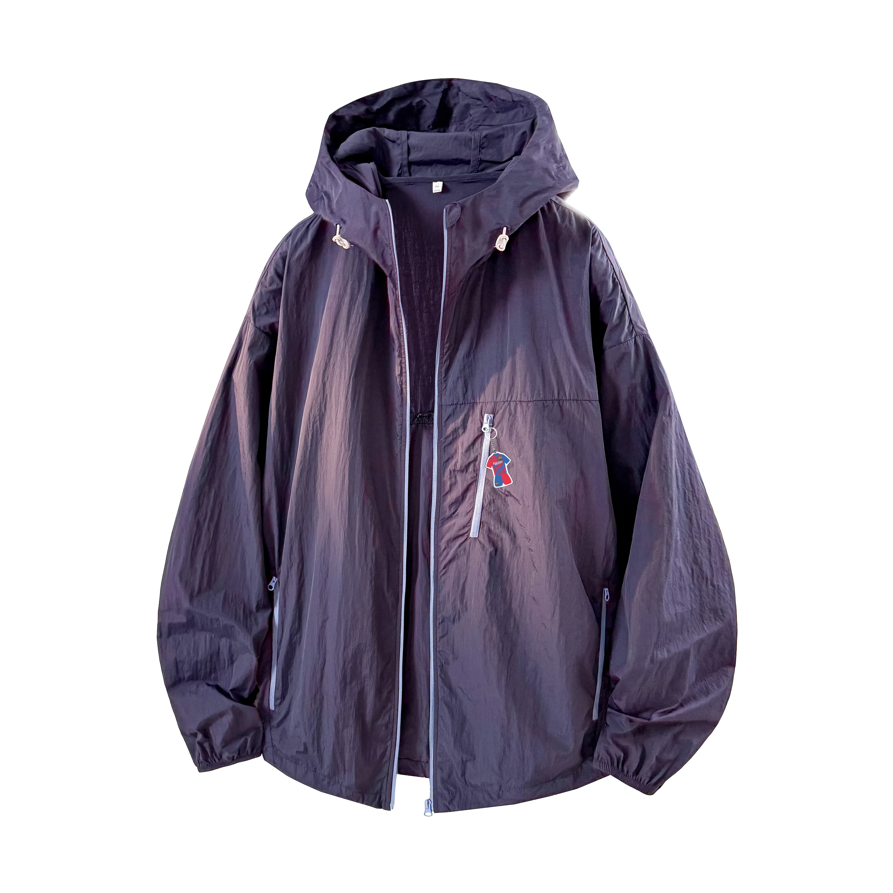 巴塞罗那足球俱乐部 宽松休闲山系户外登山钓鱼连帽薄款 超轻凉感防紫外线透气速干防晒服 男女同款