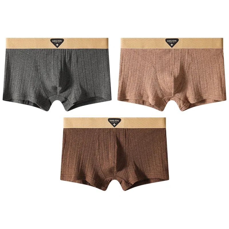 贴身领域 纯棉休闲短裤中腰轻薄薄款凉感舒适透气平角裤夏季内裤 男款