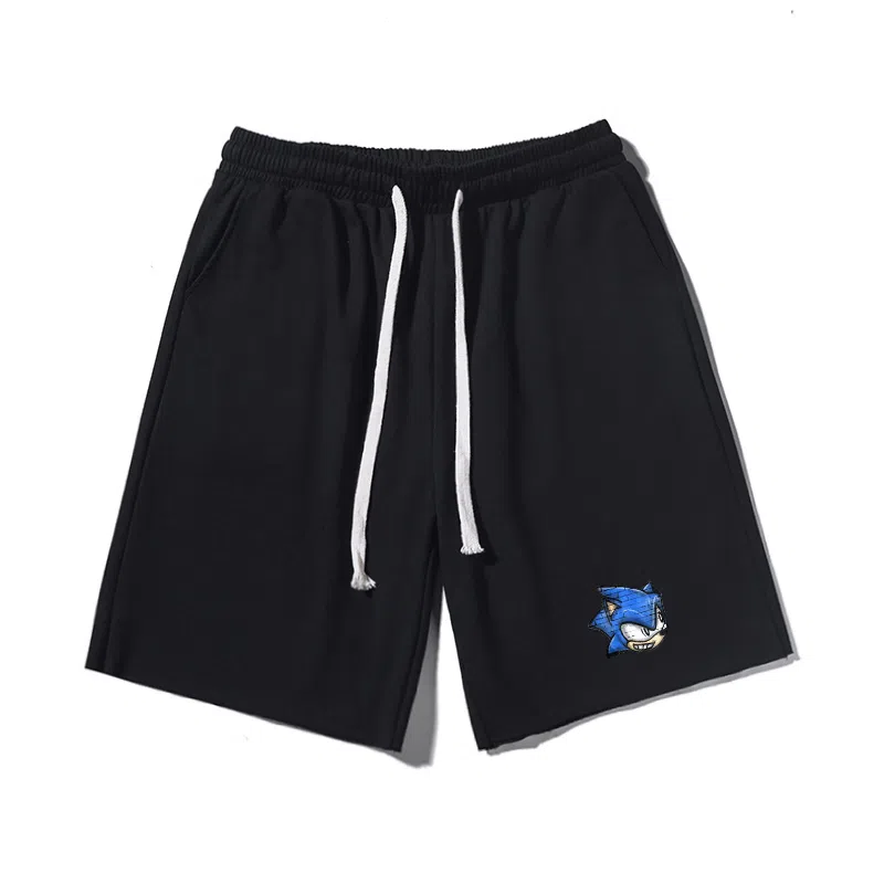 乱步 美式卡通索尼克印花宽松运动风休闲短裤 男女同款