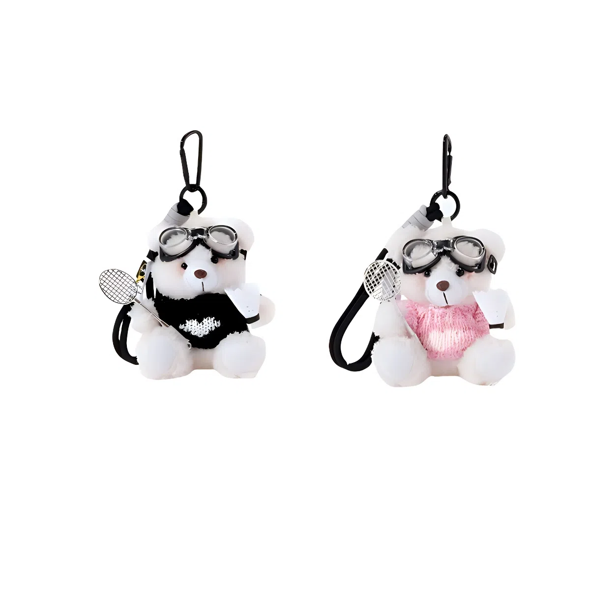 丹琴 打羽毛球害羞小熊 可爱卡通毛衣玩偶书包包背包挂饰公仔车挂钥匙扣 毛绒/合金 挂件 男女同款情侣款