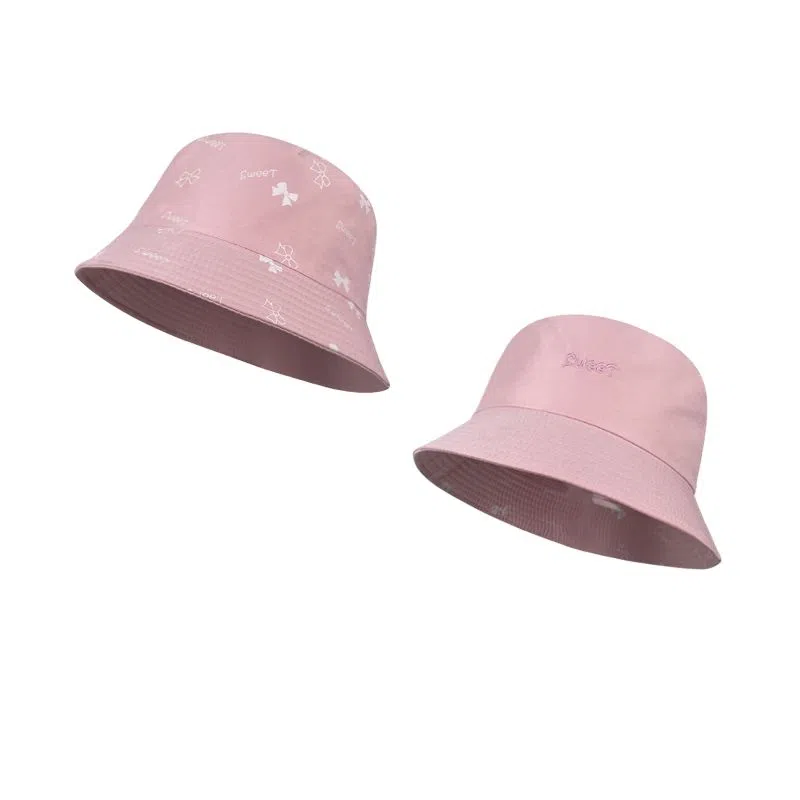 艾佳微 甜酷双面戴防晒帽夏季户外遮阳帽休闲百搭显脸小素颜蝴蝶结 棉 渔夫帽 女款