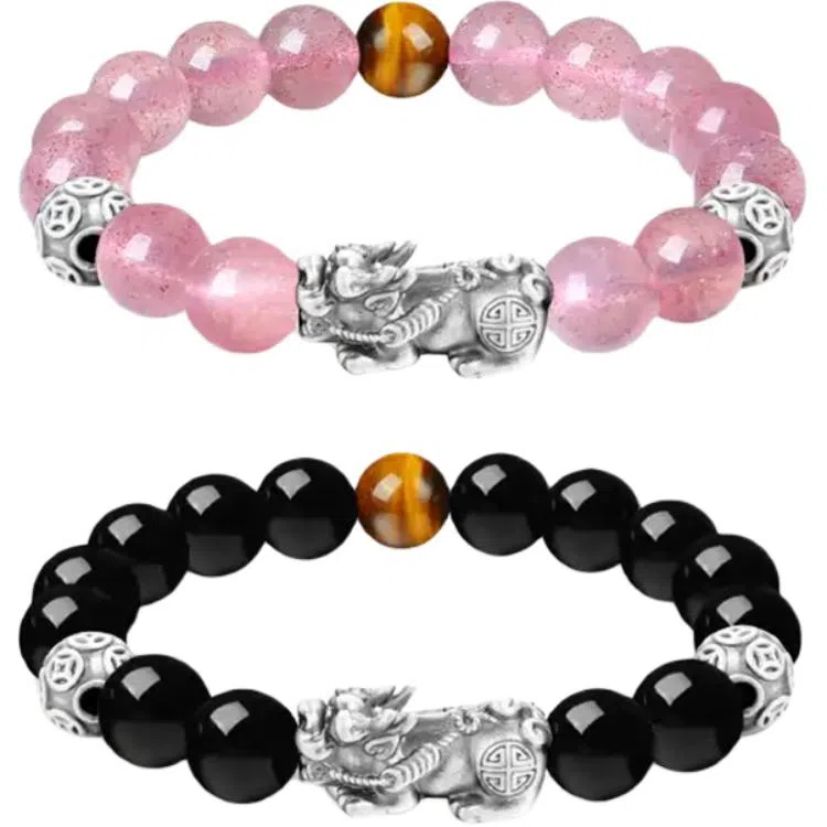 【S999足银纯银 八方来财 财源滚滚】 七好美银 招财貔貅吞金兽 新中式国潮转运珠好运转运 平安喜乐 步步高升日常通勤百搭 玛瑙 手串 男款
