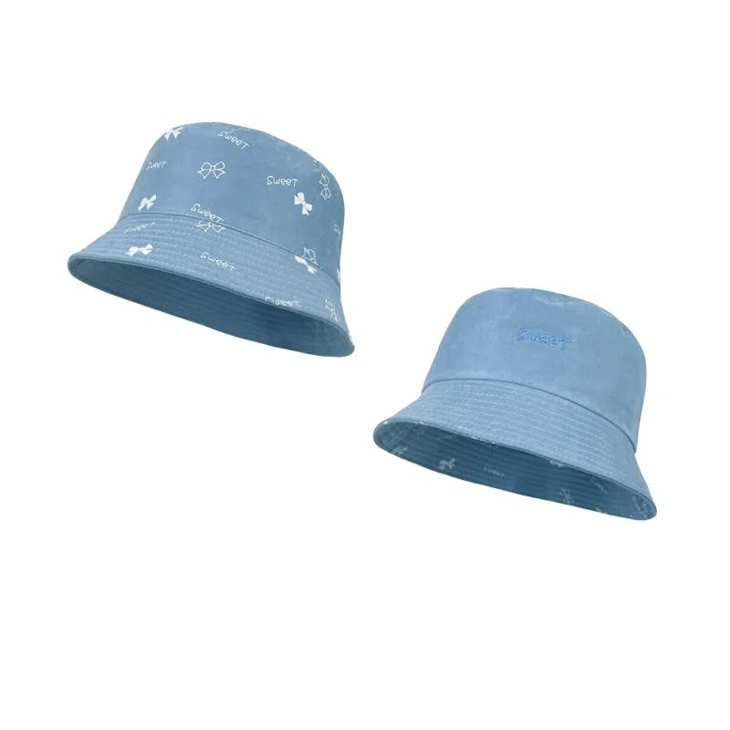 艾佳微 甜酷双面戴防晒帽夏季户外遮阳帽休闲百搭显脸小素颜蝴蝶结 棉 渔夫帽 女款