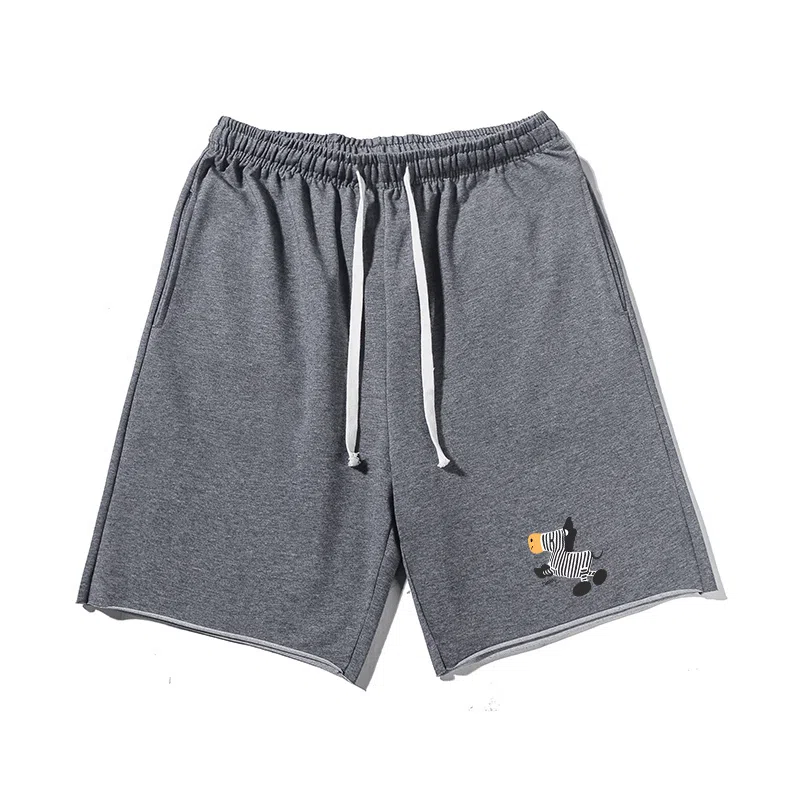 乱步 基础美式卡通斑马条纹印花宽松运动休闲短裤 男女同款