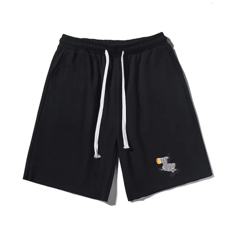 乱步 基础美式卡通斑马条纹印花宽松运动休闲短裤 男女同款