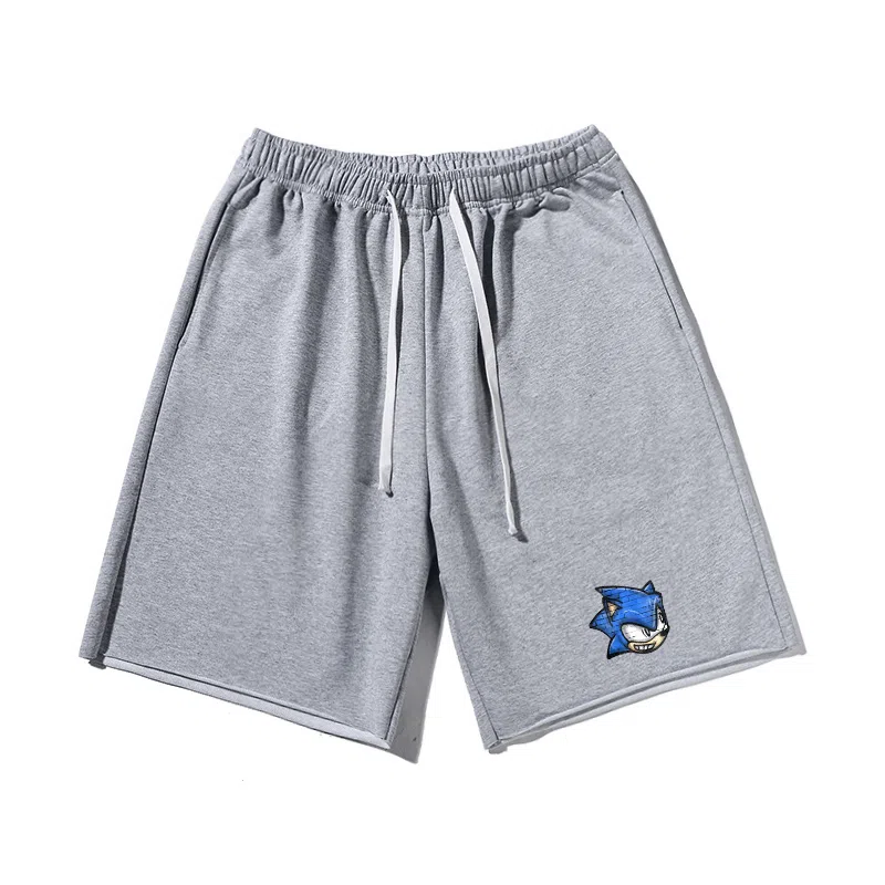 乱步 美式卡通索尼克印花宽松运动风休闲短裤 男女同款