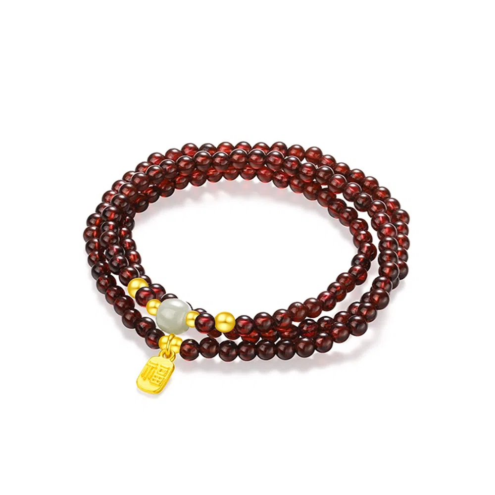 【S925纯银|福气满满】 七七银饰 时来运转 纳福珠串  三圈叠戴 新中式国风高级感 本命年转运气质百搭天然 玛瑙 手串 男女同款情侣款